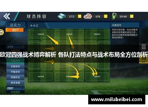 欧冠四强战术博弈解析 各队打法特点与战术布局全方位剖析