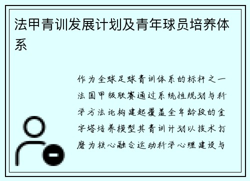 法甲青训发展计划及青年球员培养体系